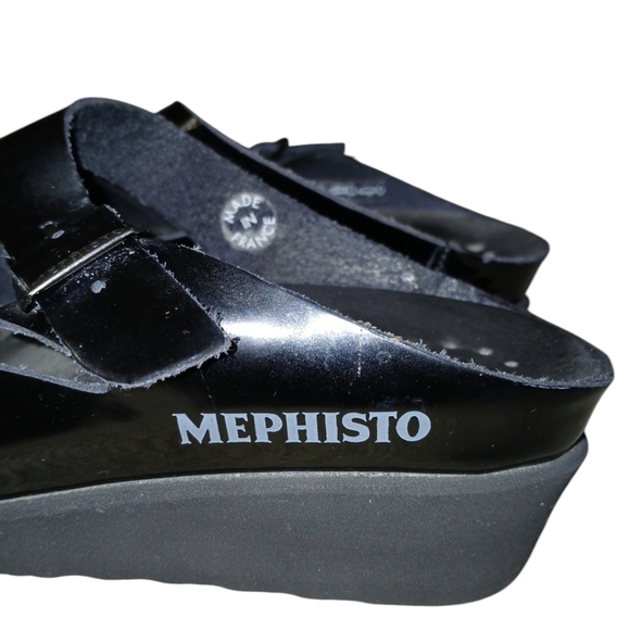 MEPHISTO Elka Black Patent Leather Slide Sandals Women's size 7.5-8 - Picture 9 of 13